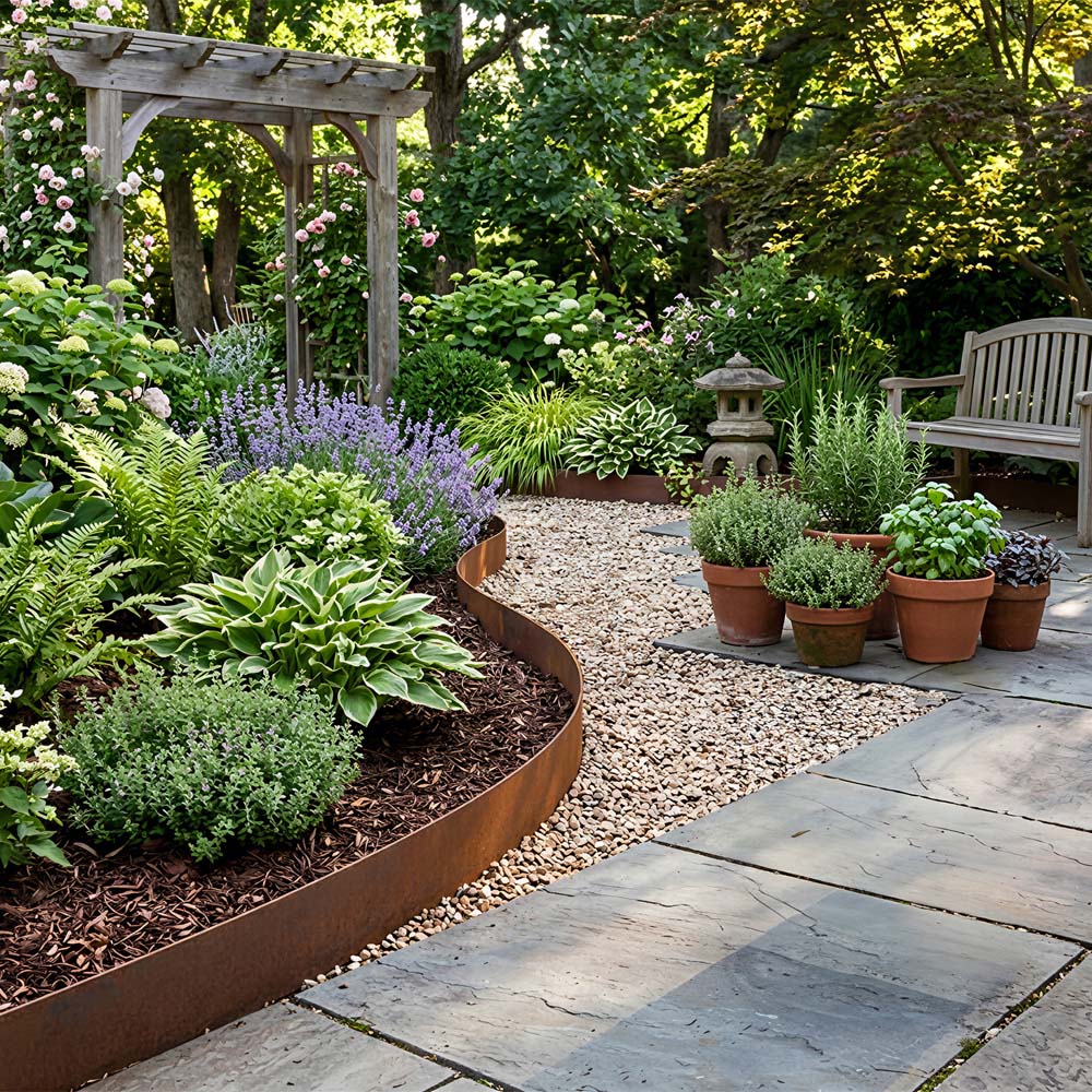 Living and Home 5m x 14cm Brown Metal Flexible Lawn Edging Image 6