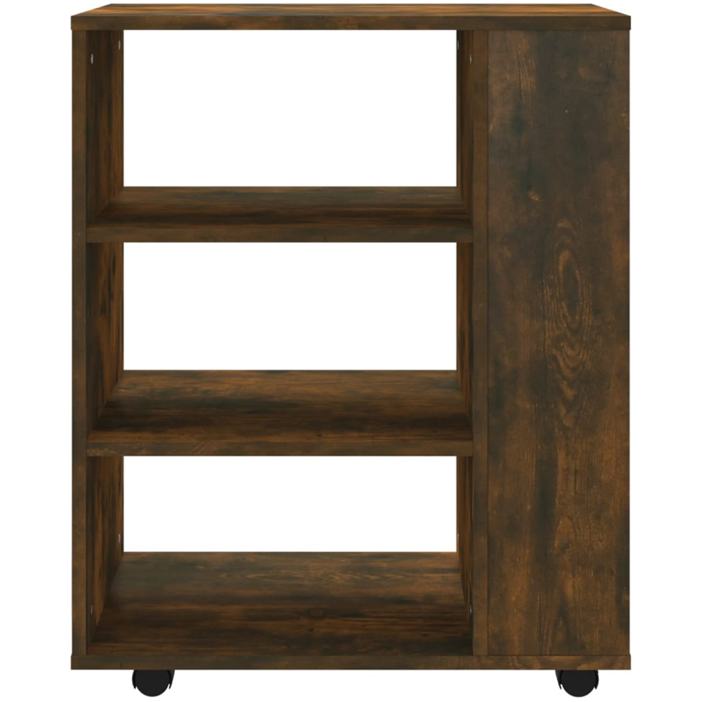 vidaXL 6 Shelf Smoked Oak Rolling Cabinet Image 4