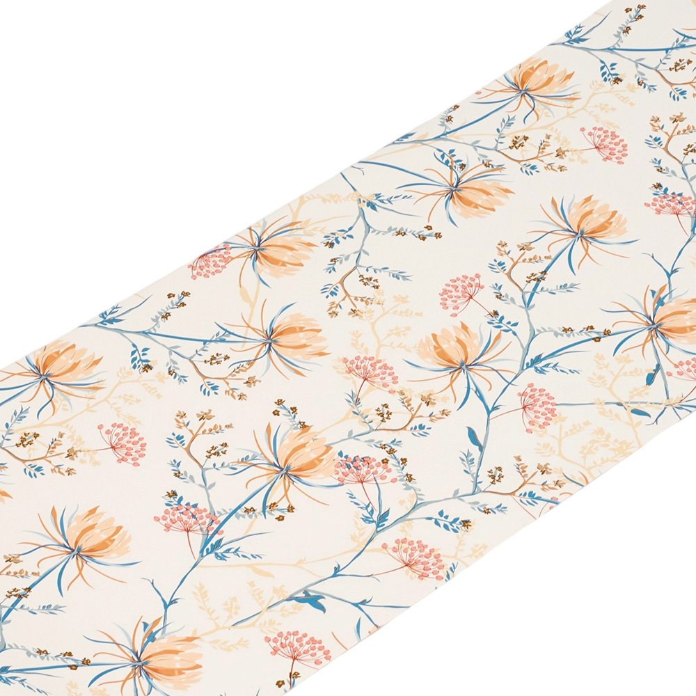 Living and Home Floral Pattern Orange and Beige Peel and Stick Wallpaper Image 5