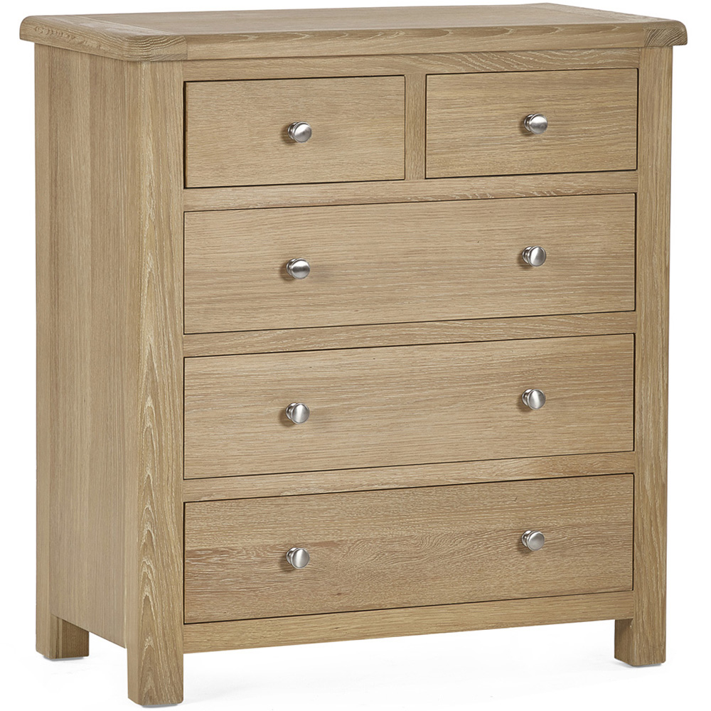 Julian Bowen Memphis 5 Drawer Limed Oak Chest of Drawers Image 2