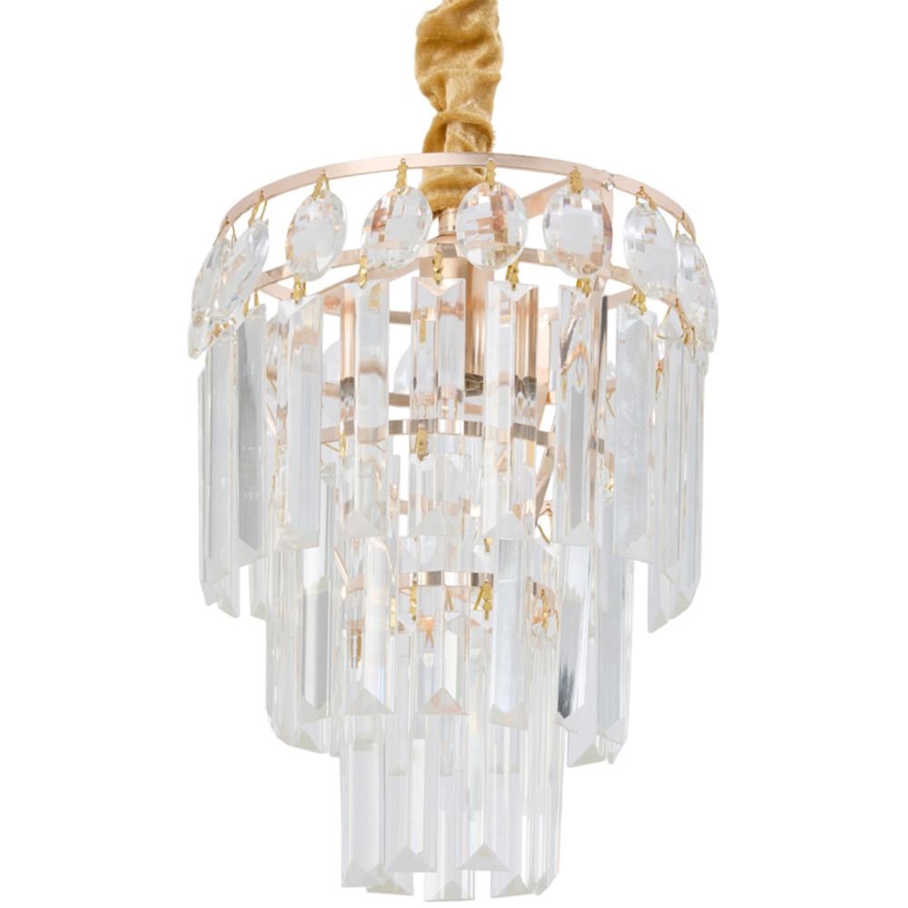 Living and Home Gold Iron Crystal E14 LED Pendant Light Image 4