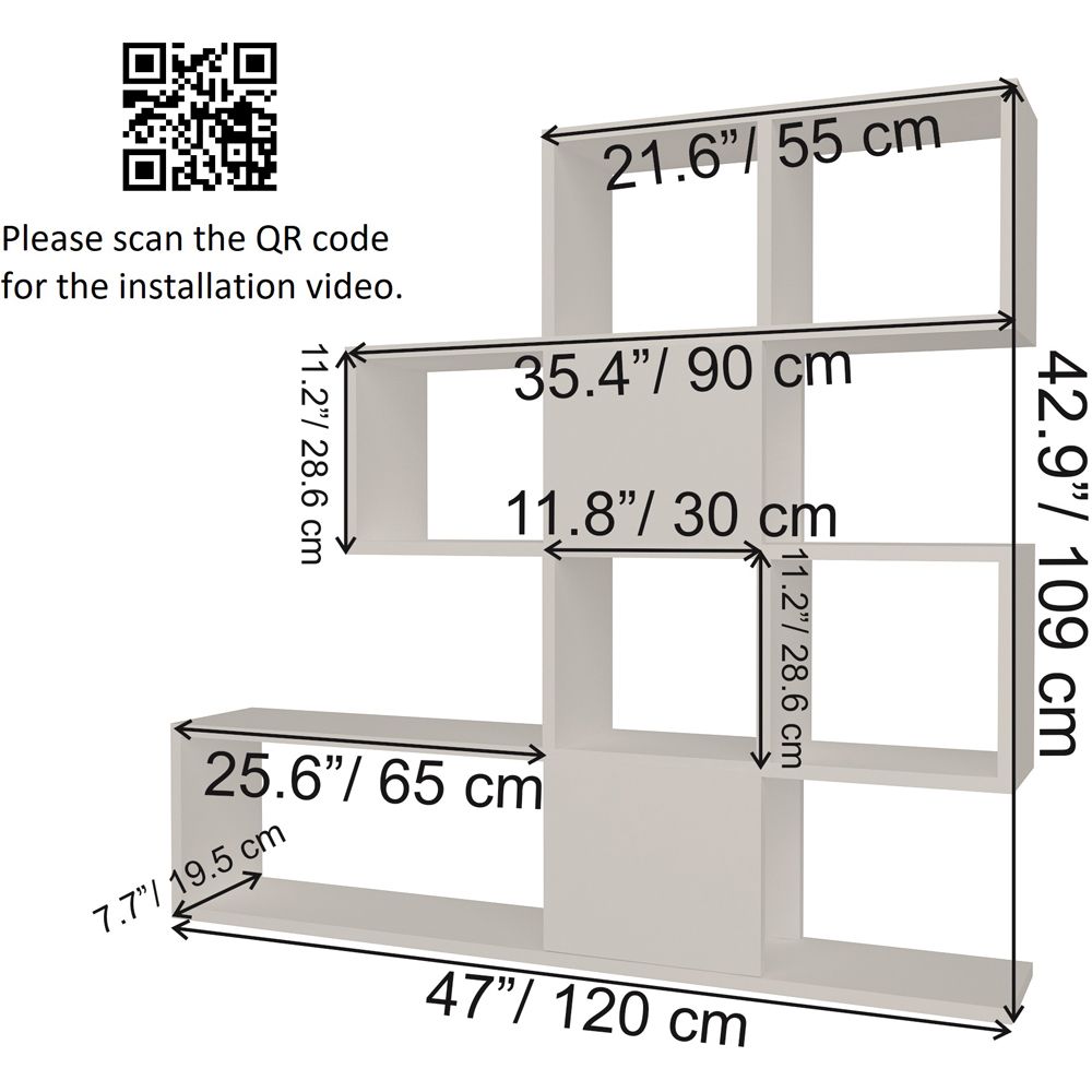 Decorotika Karlin 9 Shelf White and Anthracite Modern Bookcase Image 9