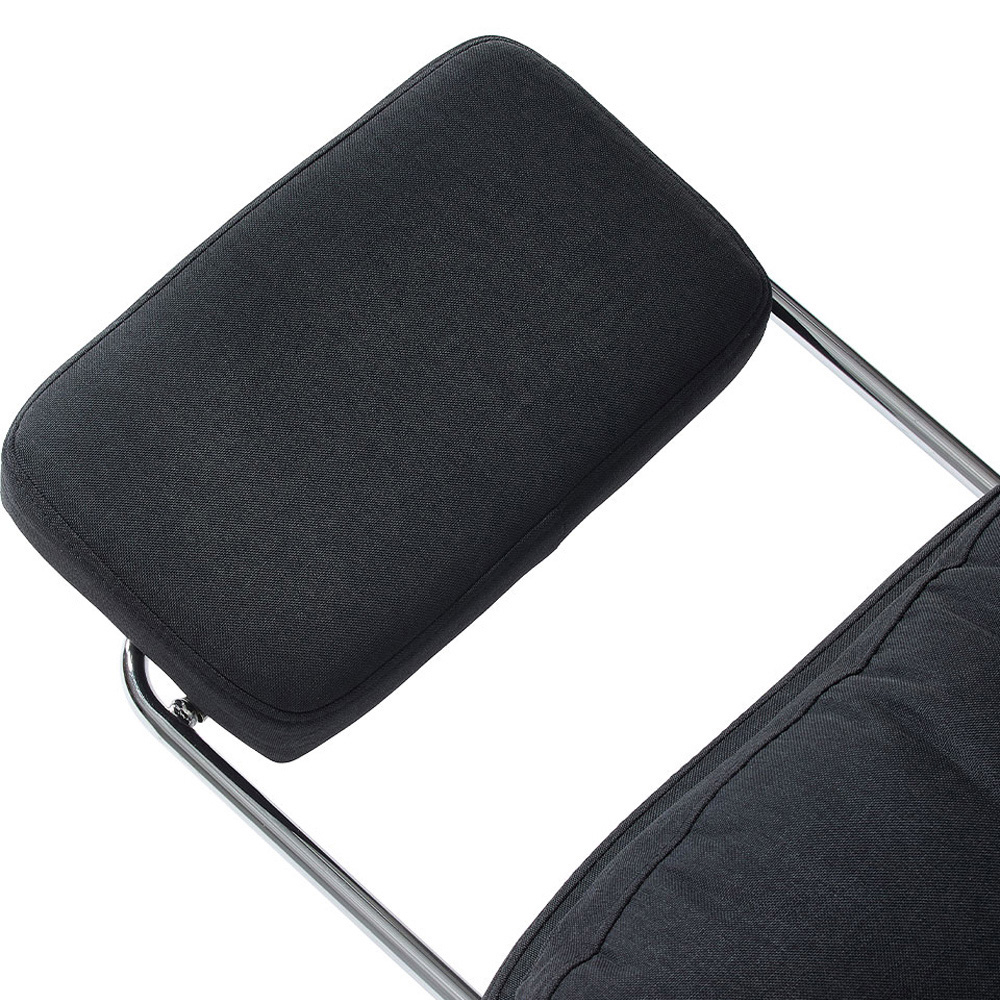 Living and Home Black Linen Ergonomic Reclining Office Chair with Footrest Image 8