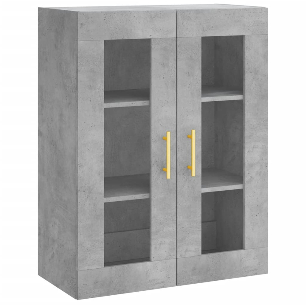 vidaXL 3 Glass Door 3 Drawer Concrete Grey Highboard with Gold Handle Image 5