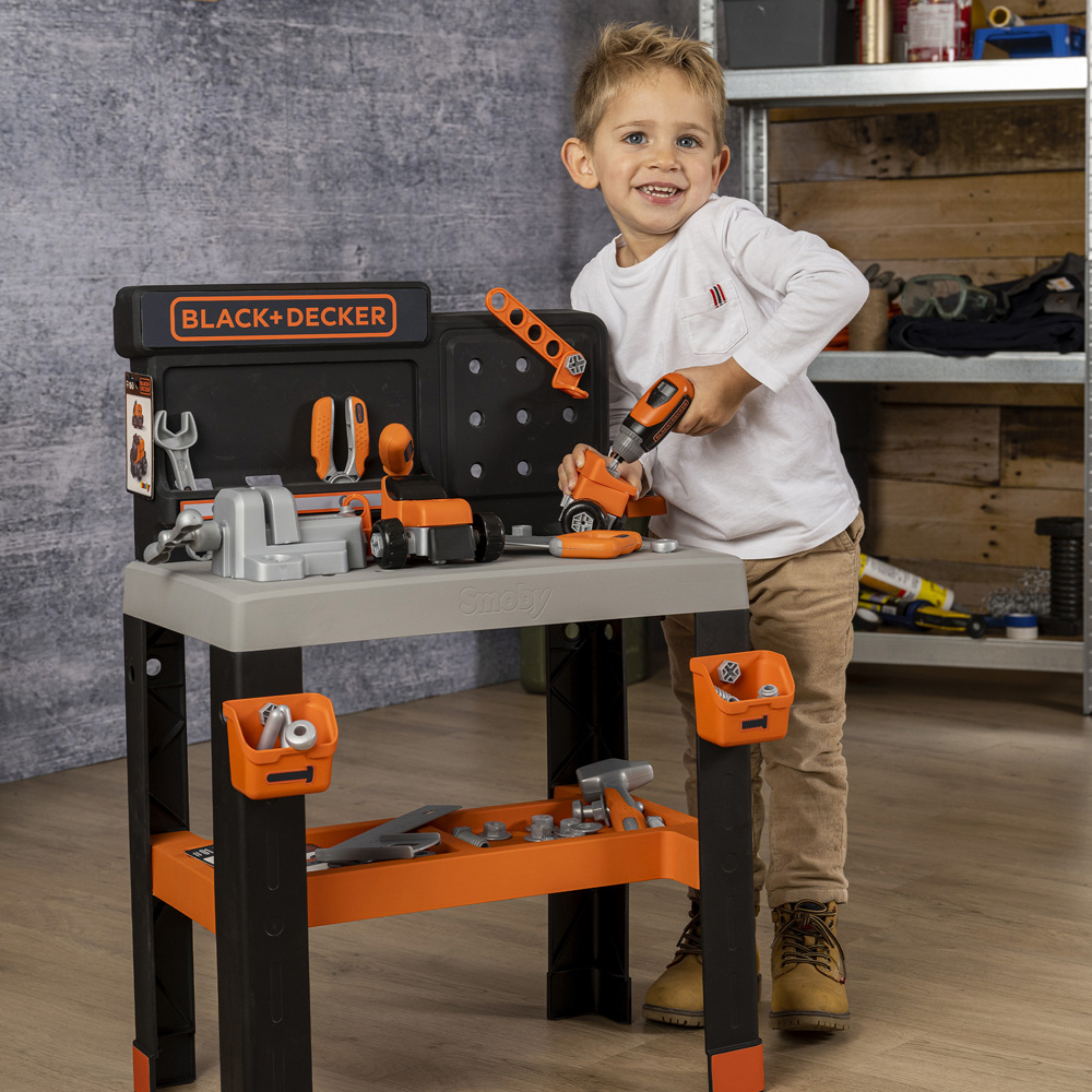 Smoby Black and Decker Kids Bricolo Pro Workbench with Tools and Storage Image 2