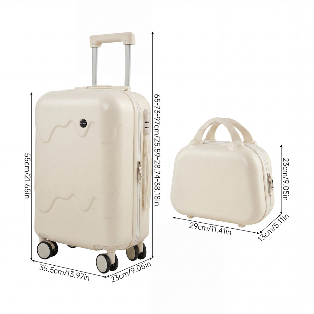 H&O Direct 2 Piece White ABS Hard Shell Suitcase Set with Cup Holder and USB Port Image 6