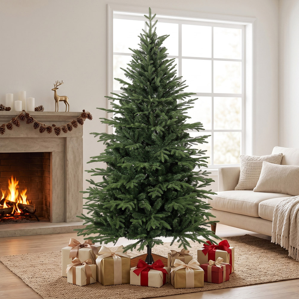 HOMCOM Green Artificial Christmas Tree with 2081 Branch Tips and Solid Pine Wood Stand 6ft Image 6