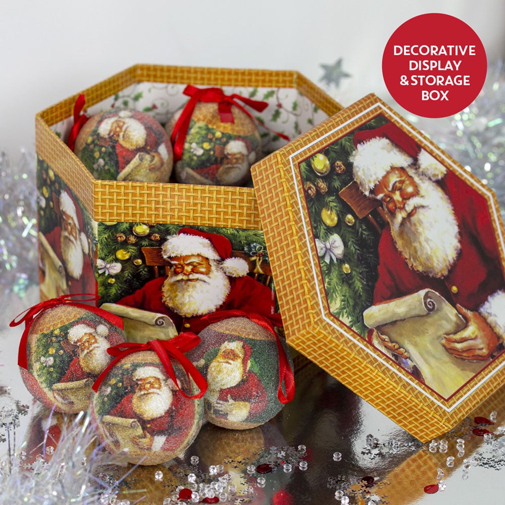The Christmas Workshop Santa Decoupage Bauble 14 Pack Image 7
