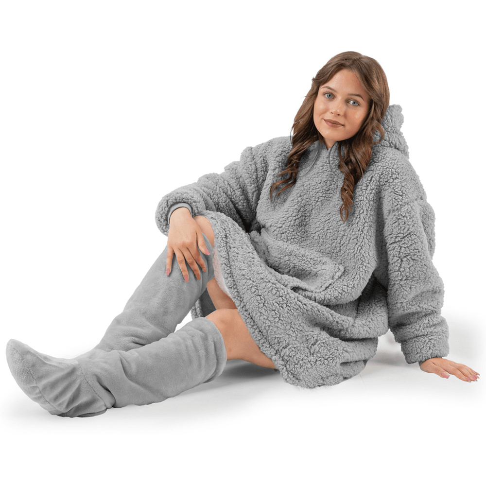 Velosso Teddy Fleece Hoodie Oversize Grey Image 2