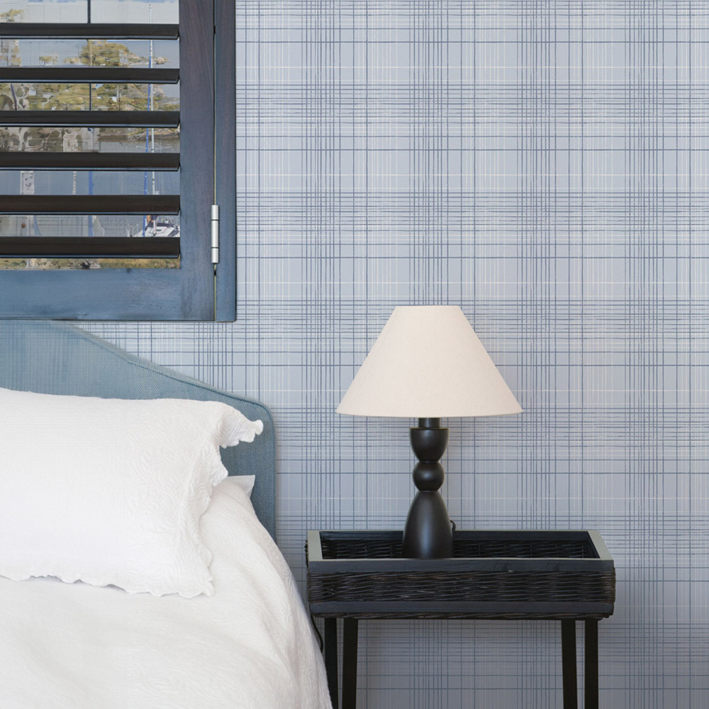 Galerie Deauville 2 Grid Blue and White Wallpaper Image 2
