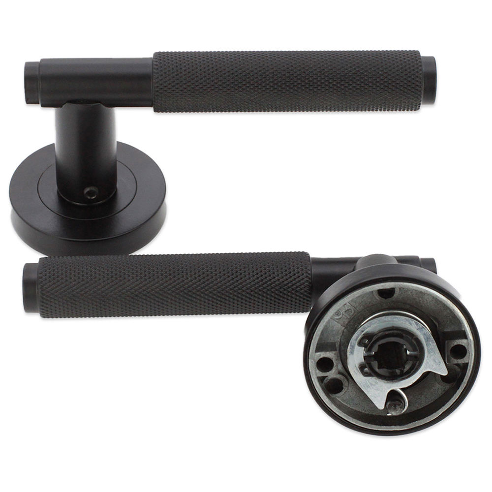 Spira Brass Connaught Matt Black Lever On Rose Door Handle 2 Pack Image 3