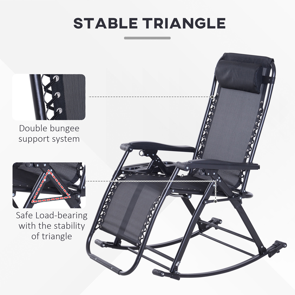 Outsunny Texteline Black Zero Gravity Rocking Recliner Chair Image 6