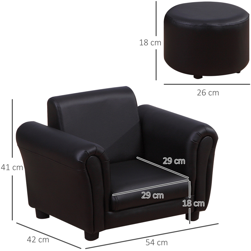 Tommy Toys Black Kids Armchair and Stool Set Image 7