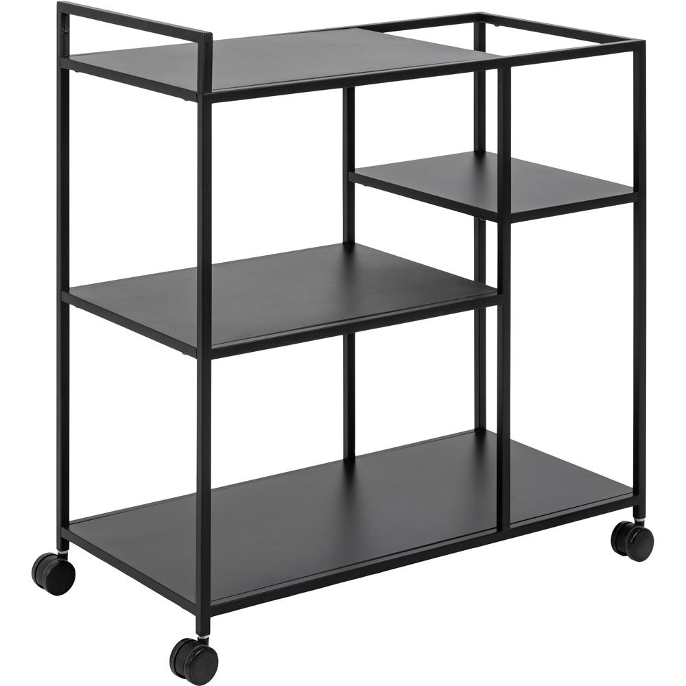 Florence Newcastle 4 Shelf Matt Black Serving Trolley Image 1