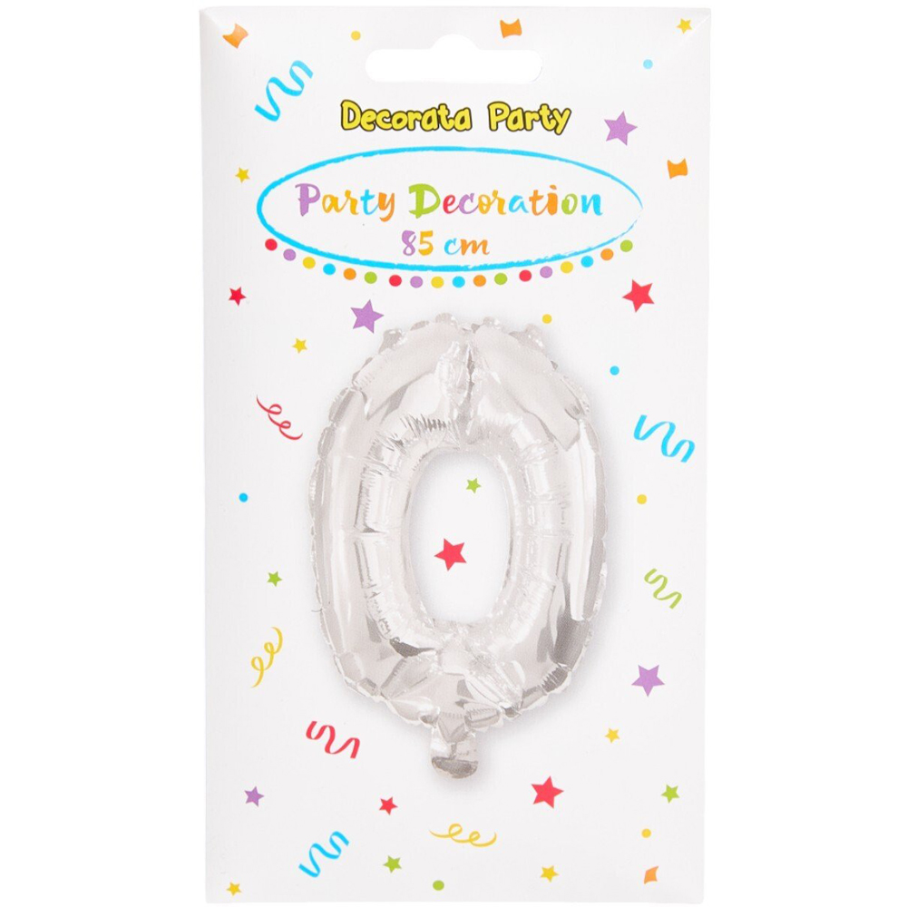 Super Shape Silver Number Balloon Silver 0 Image