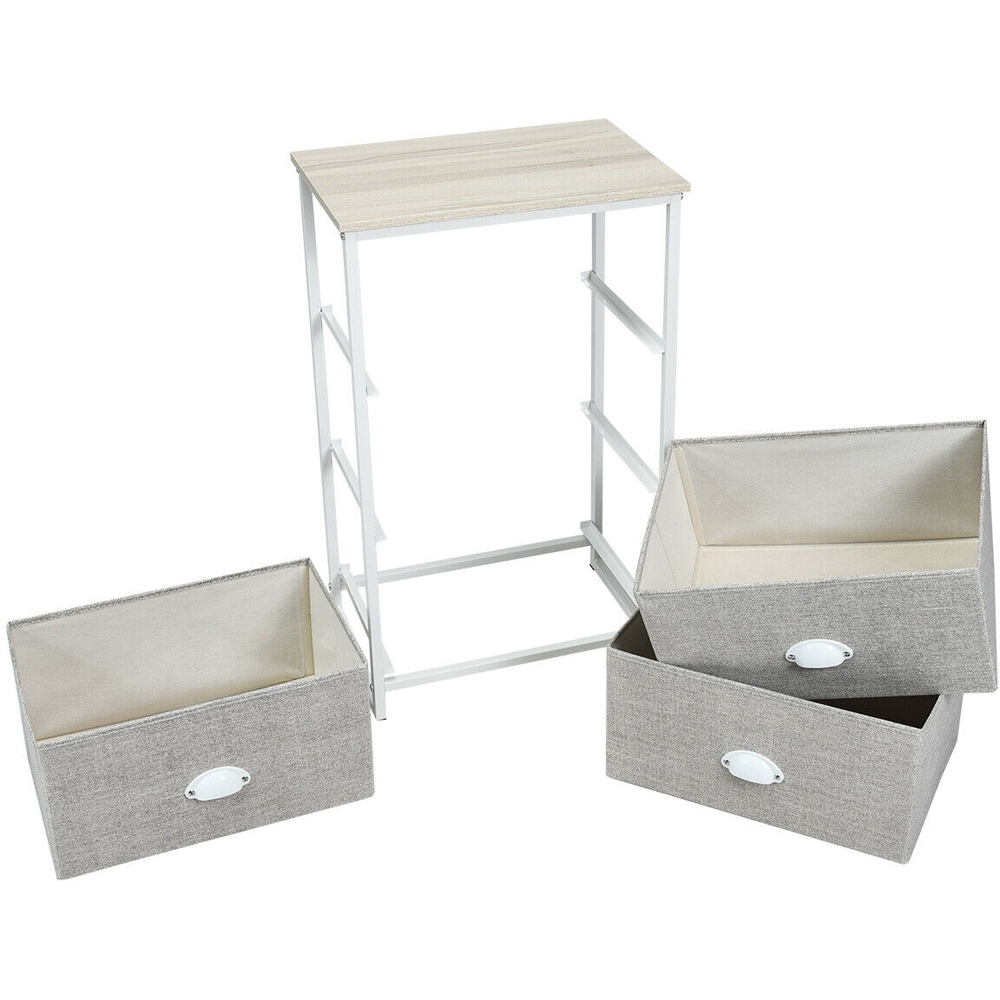 Costway 3 Drawer White Bedside Table Image 4