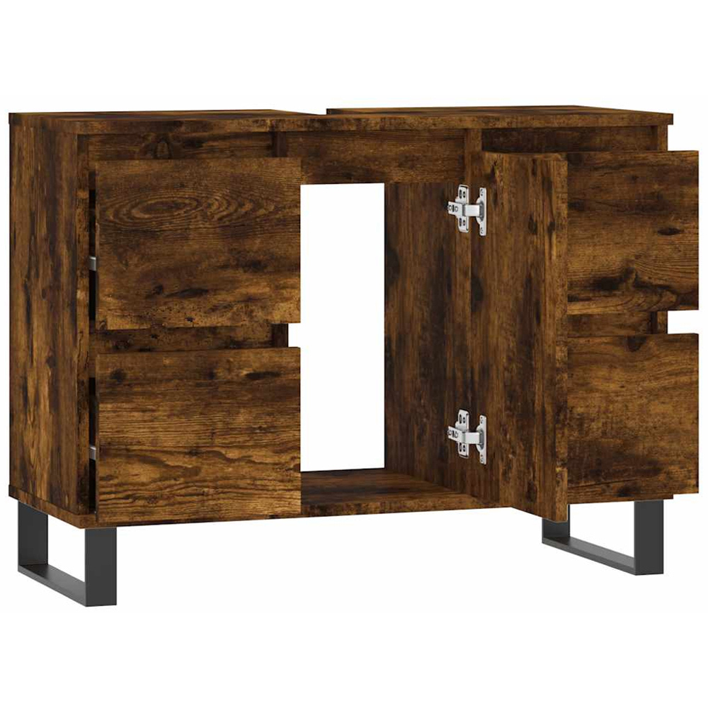 vidaXL Single Door 4 Drawer Smoked Oak Bathroom Cabinet Image 4