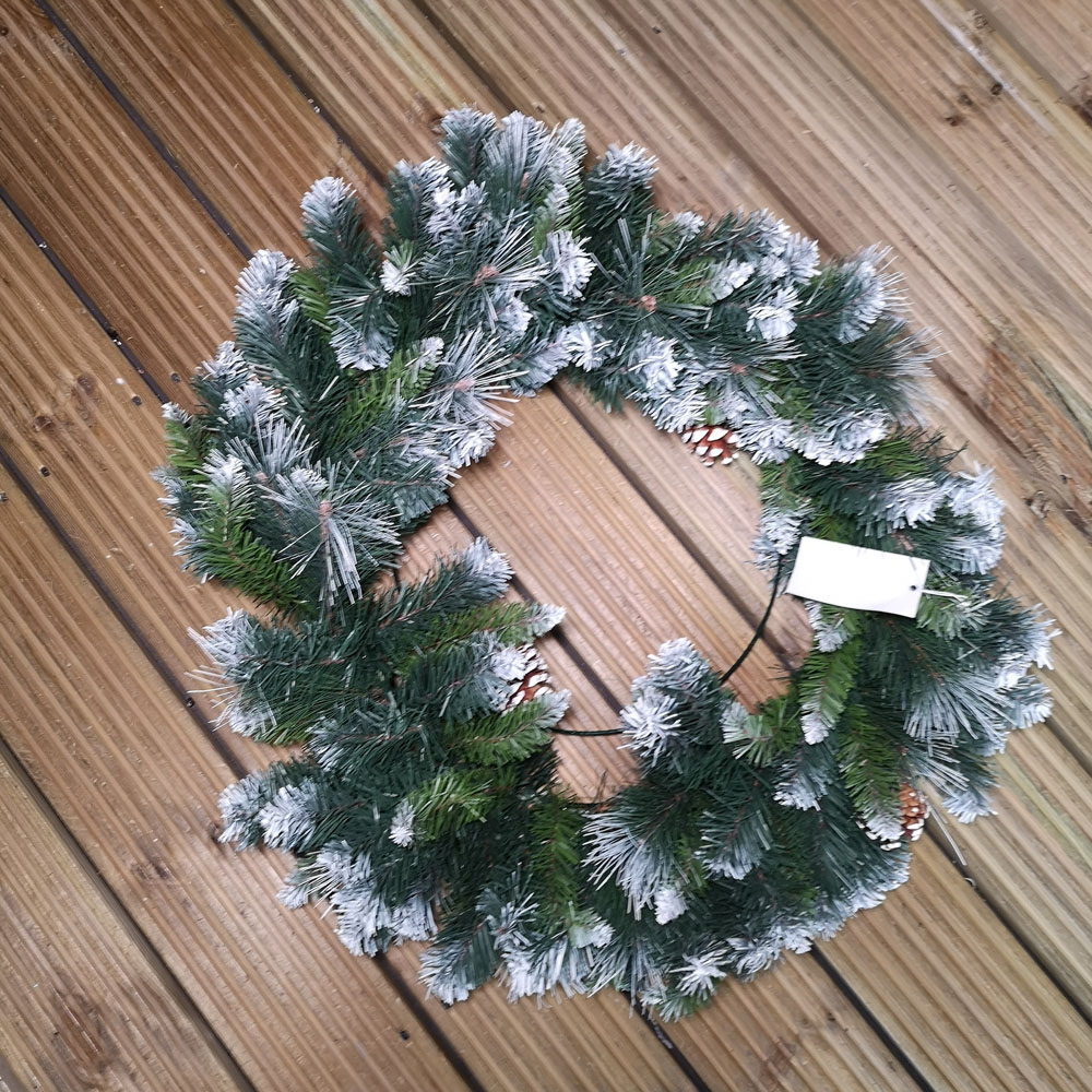 Samuel Alexander Frosted Glacier Snow Tipped Christmas Wreath with Pinecones 60cm Image 6