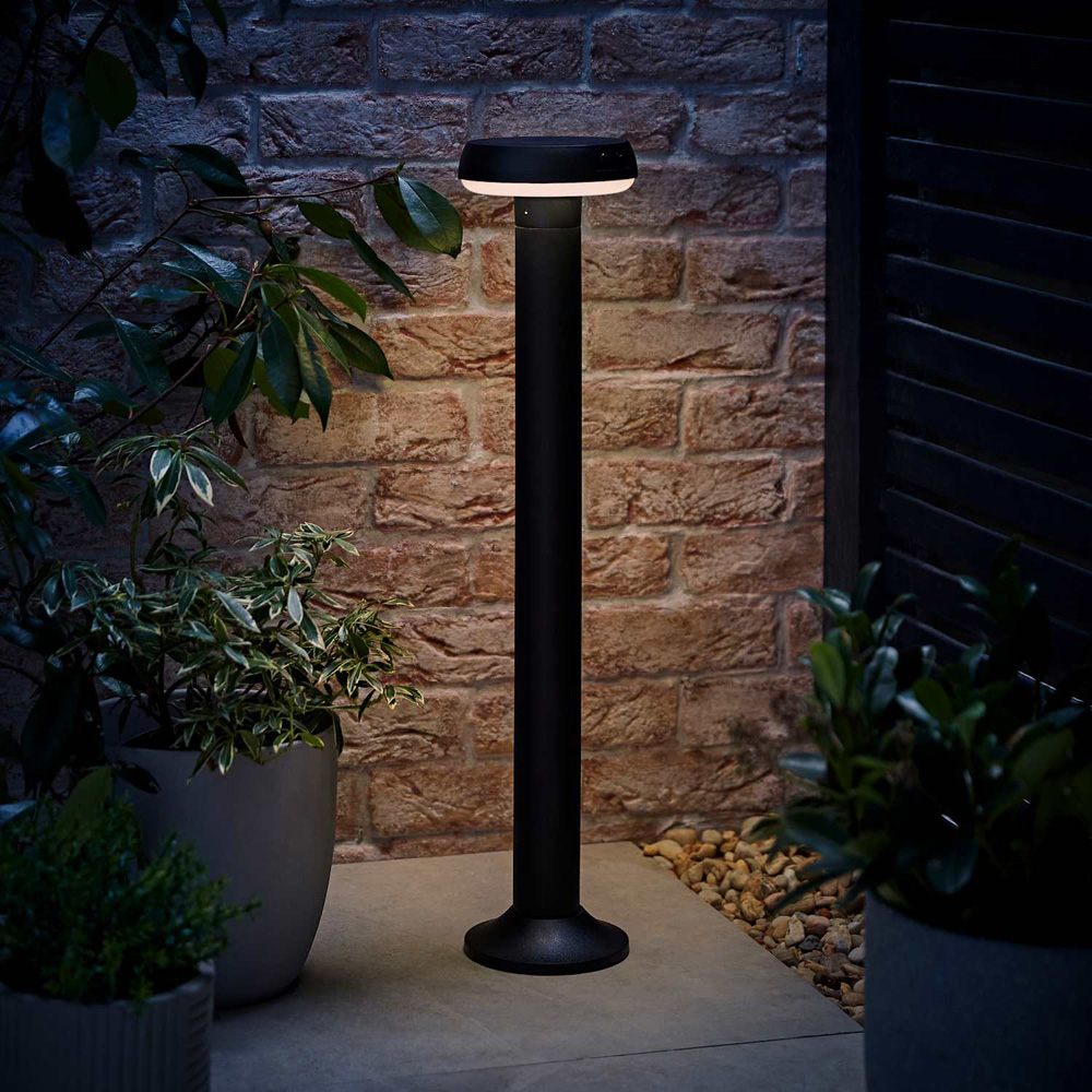 ValueLights Matte Black Solar LED Outdoor Bollard Light with PIR Motion Sensor Image 2