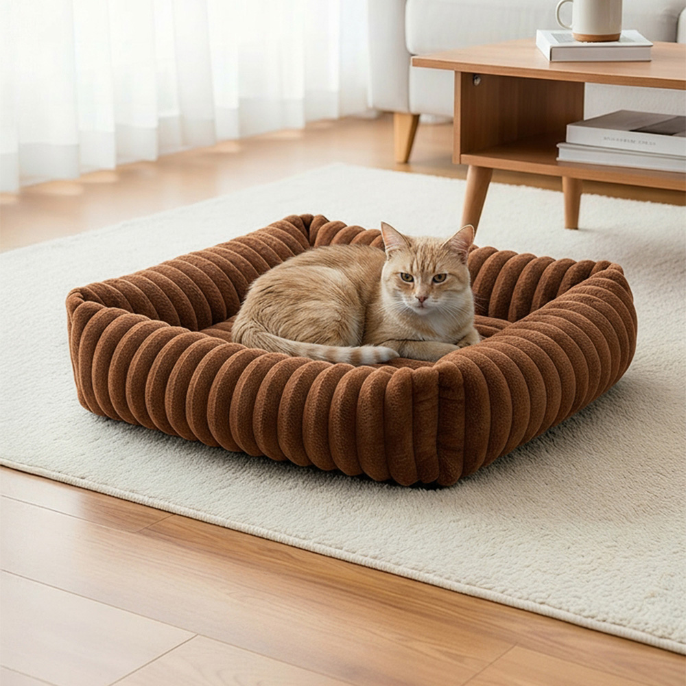 H&O Direct 63cm Dark Brown All Season Soft Pet Bed Image 2