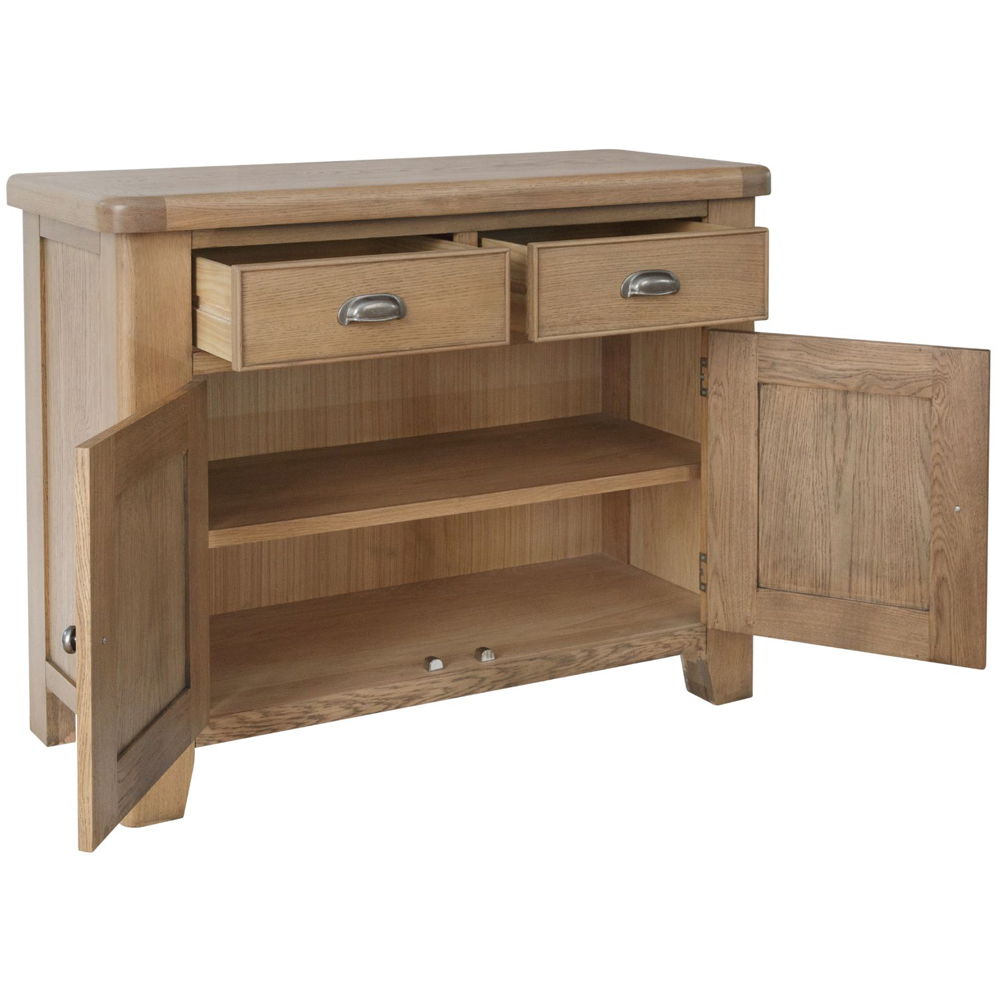 Home Source Holcombe 2 Door 2 Drawer Oak Veneer Solid Wood Sideboard Image 6