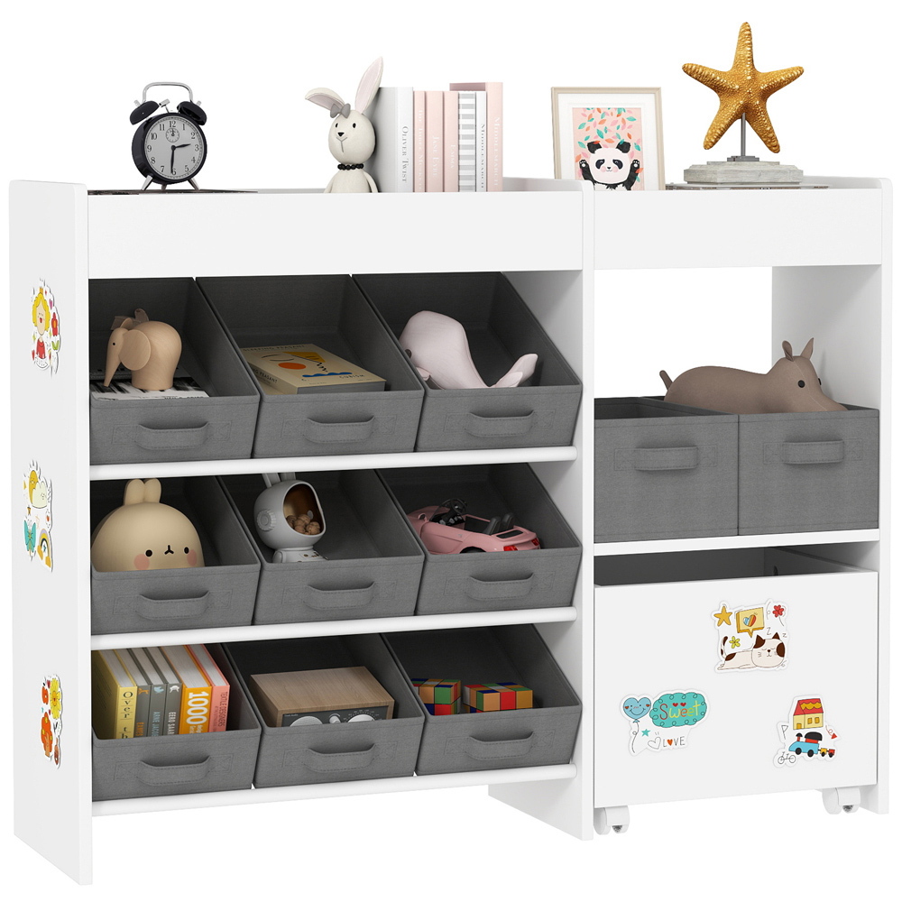 AIYAPLAY 11 Bin White Kids Toy Storage Unit with 3 Stickers Image 2