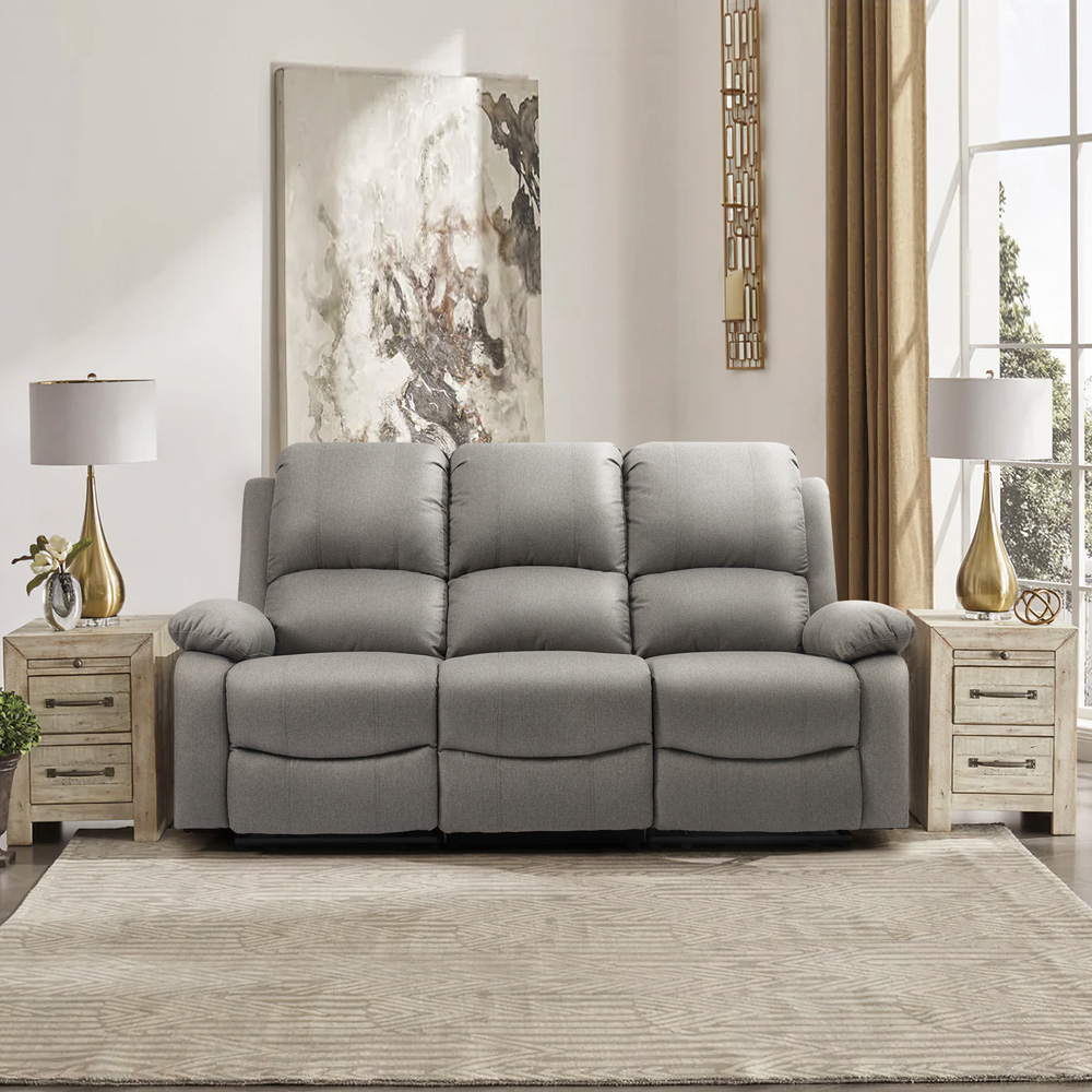 Comfy Living 3 Seater Light Grey Linen Electric Recliner Sofa Image 6