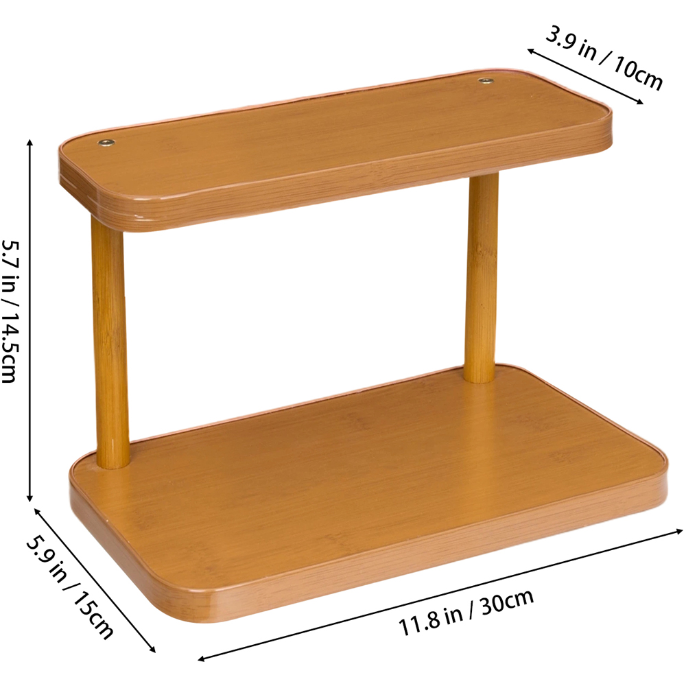 Living and Home 2 Shelf Natural Bamboo Compact Desktop Storage Rack Image 7