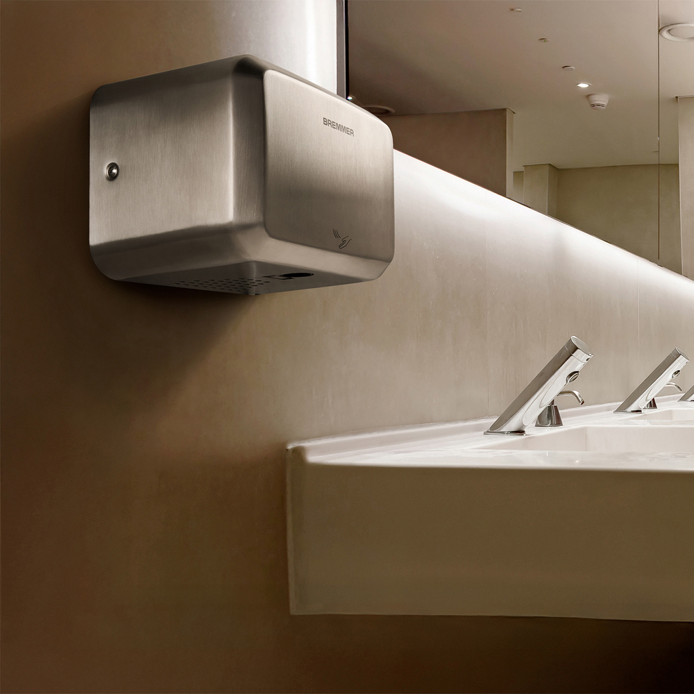 Bremmer Nano Blade Brushed Steel Compact Hand Dryer 1300W Image 2