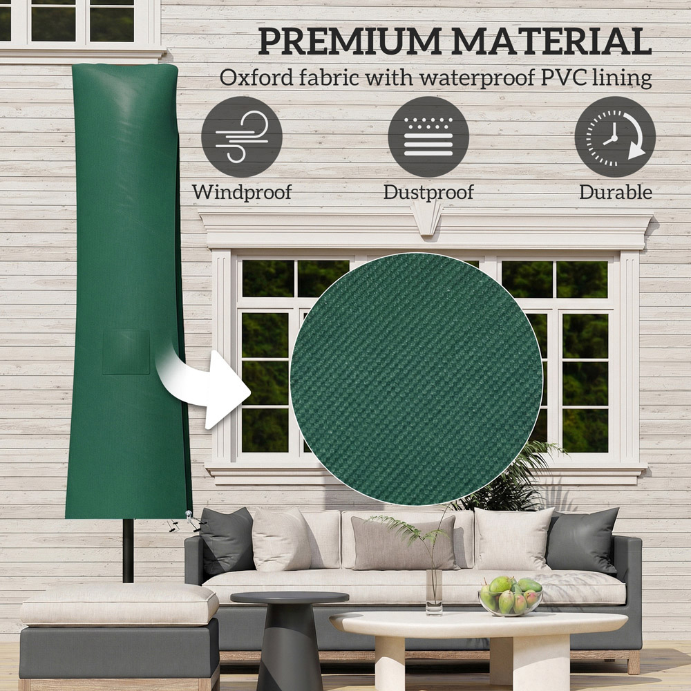 Outsunny Dark Green Large Waterproof Garden Banana Umbrella Parasol Cover 240 x 48cm Image 8