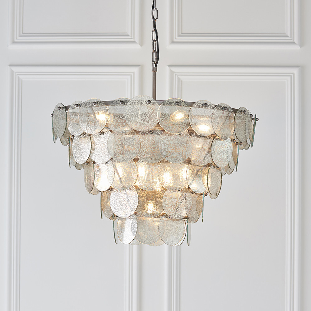 Merano Trapani Silver and Mercury Glass Pendant Light Image 2