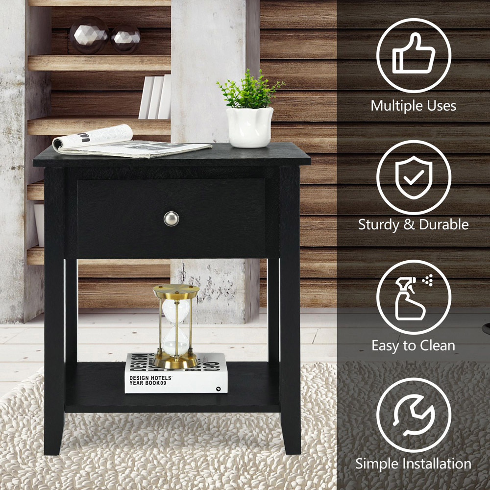 Costway Single Drawer Single Shelf Black Accent Table Image 6