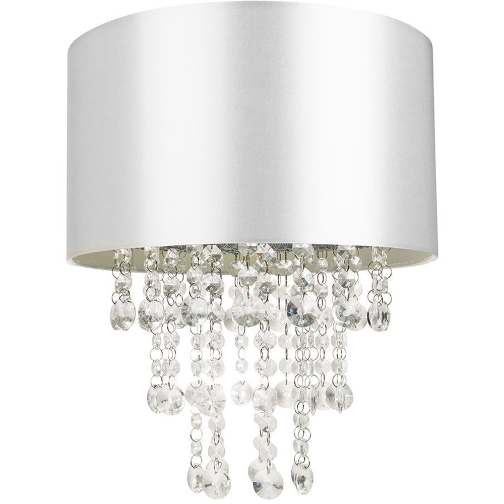 Happy Homewares Grey Satin Fabric Pendant Light Shade Image 1