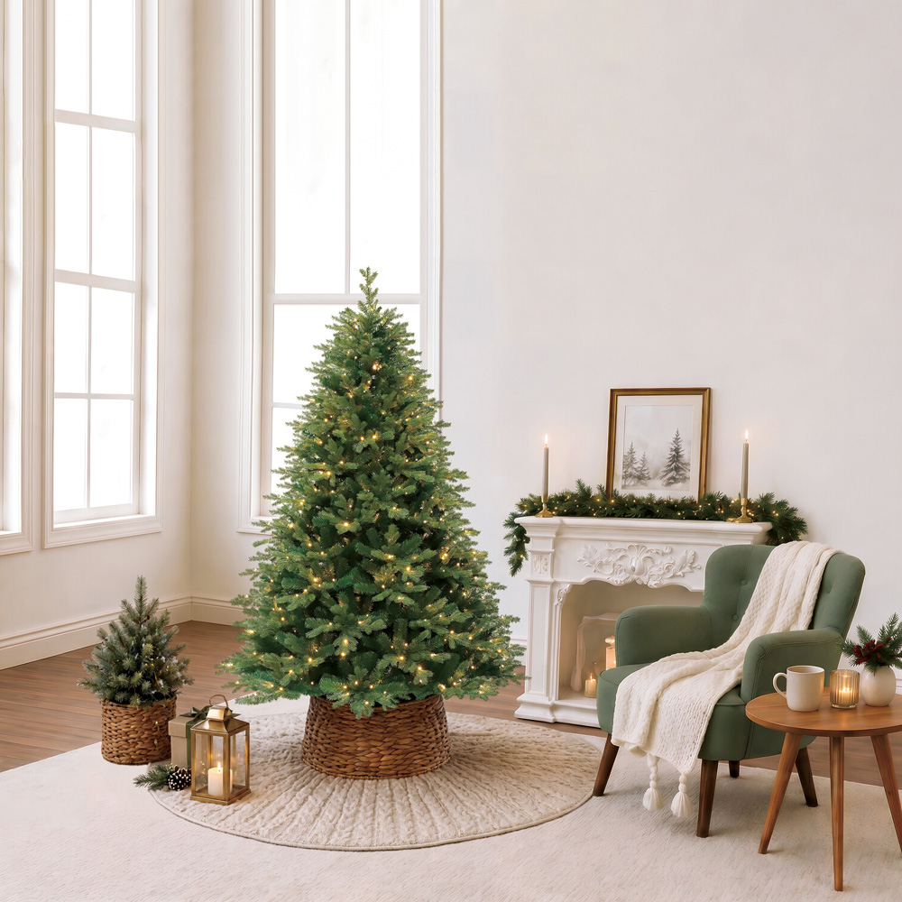 7ft Pre-Lit Cliveden Artificial Fir Christmas Tree Green Image 12