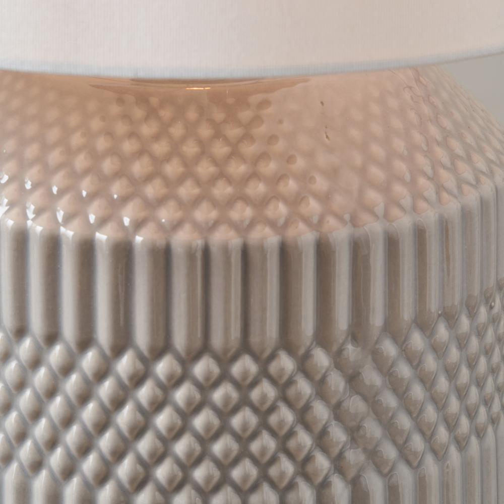 Pacific Lifestyle Meribel Grey Geo Textured Ceramic Table Lamp Image 5