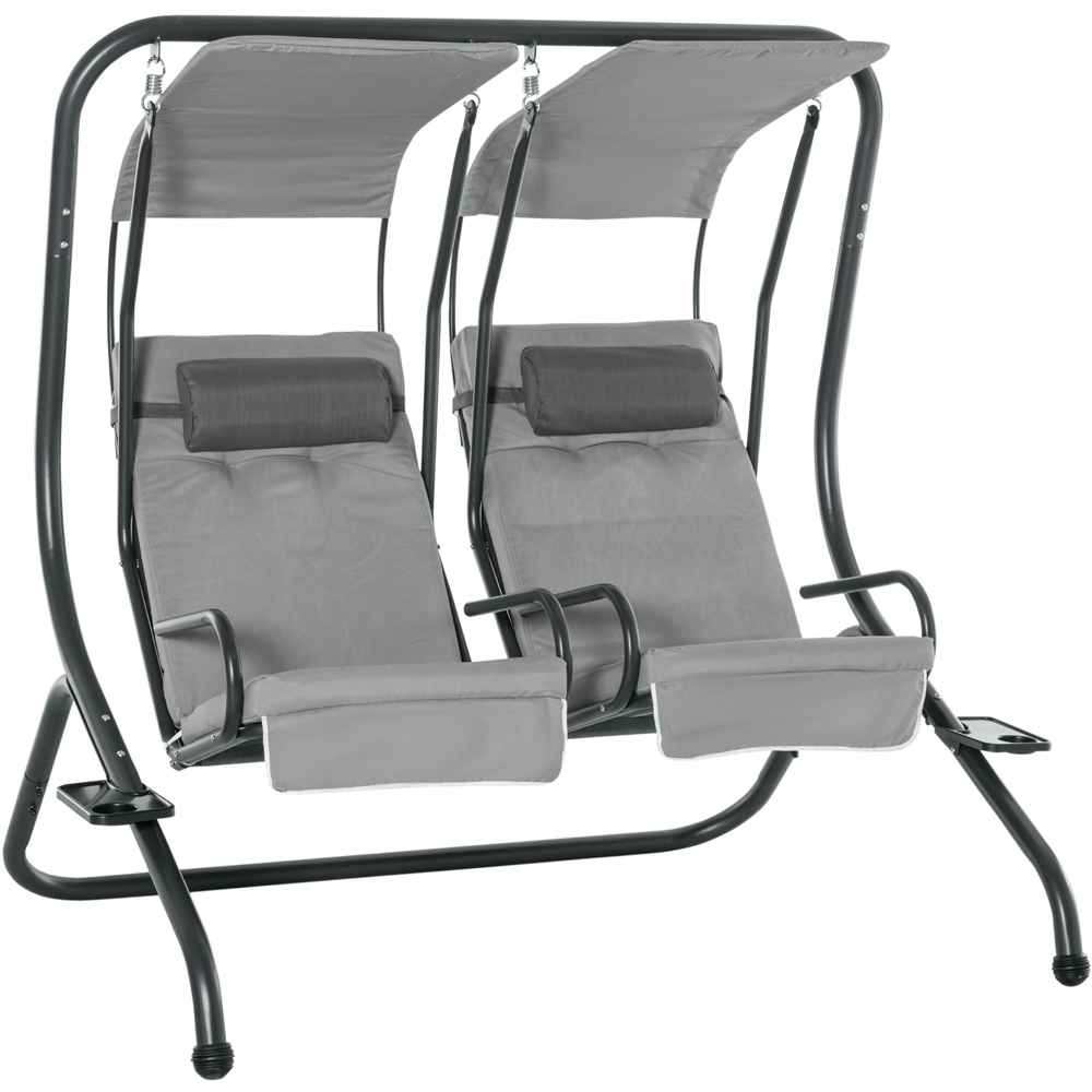 Outsunny 2 Seater Grey Modern Garden Swing Chair with Removable Canopy Image 2