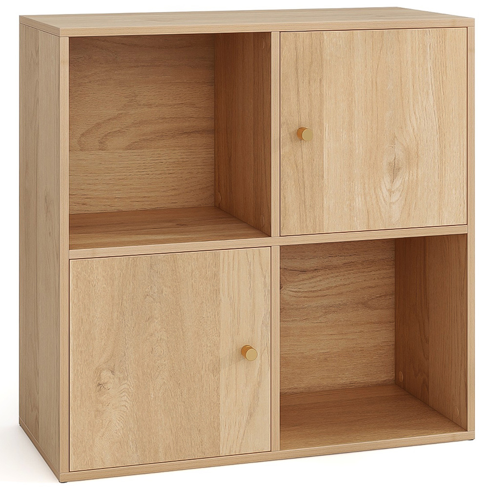 Costway 2 Door 2 Shelf Natural Bookshelf Image 2