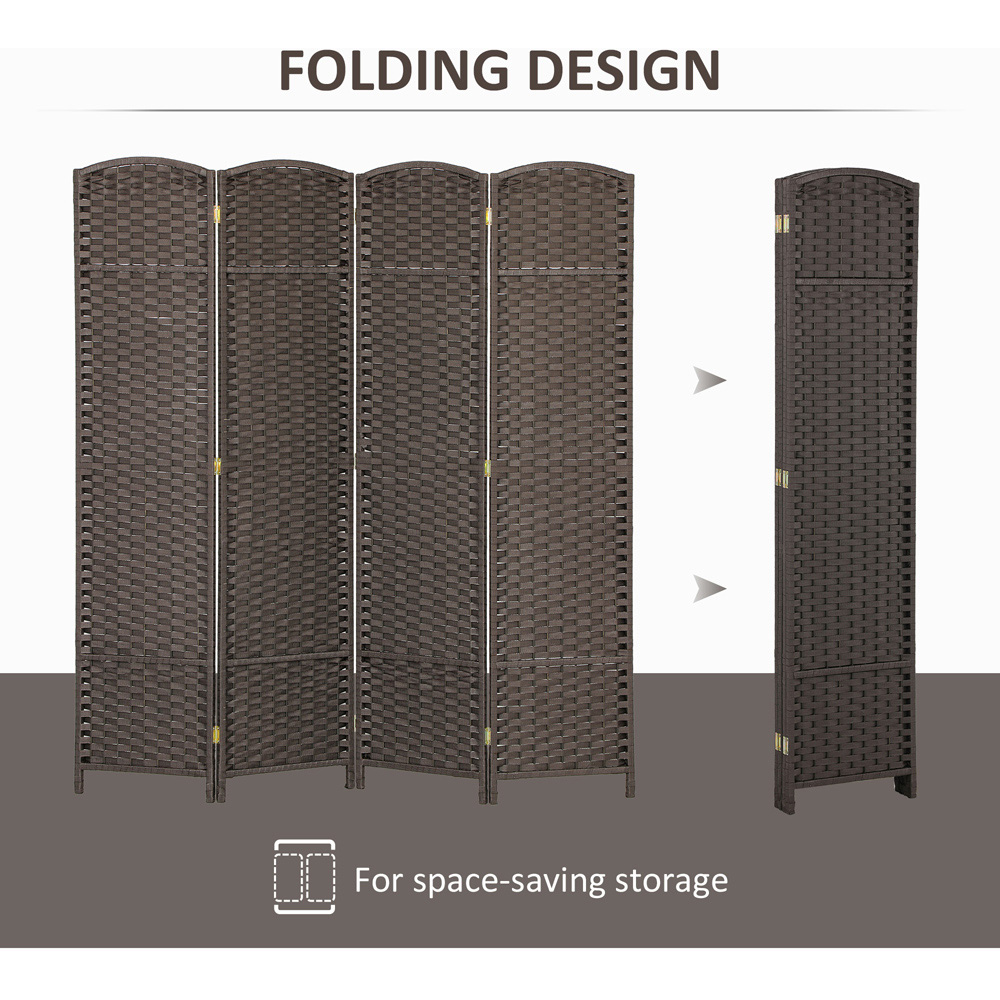 HOMCOM 4 Panel Brown Folding Room Divider 160 x 170cm Image 5