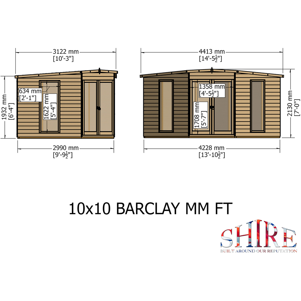Shire Barclay 10 x 10ft Double Door Traditional Summerhouse Image 9