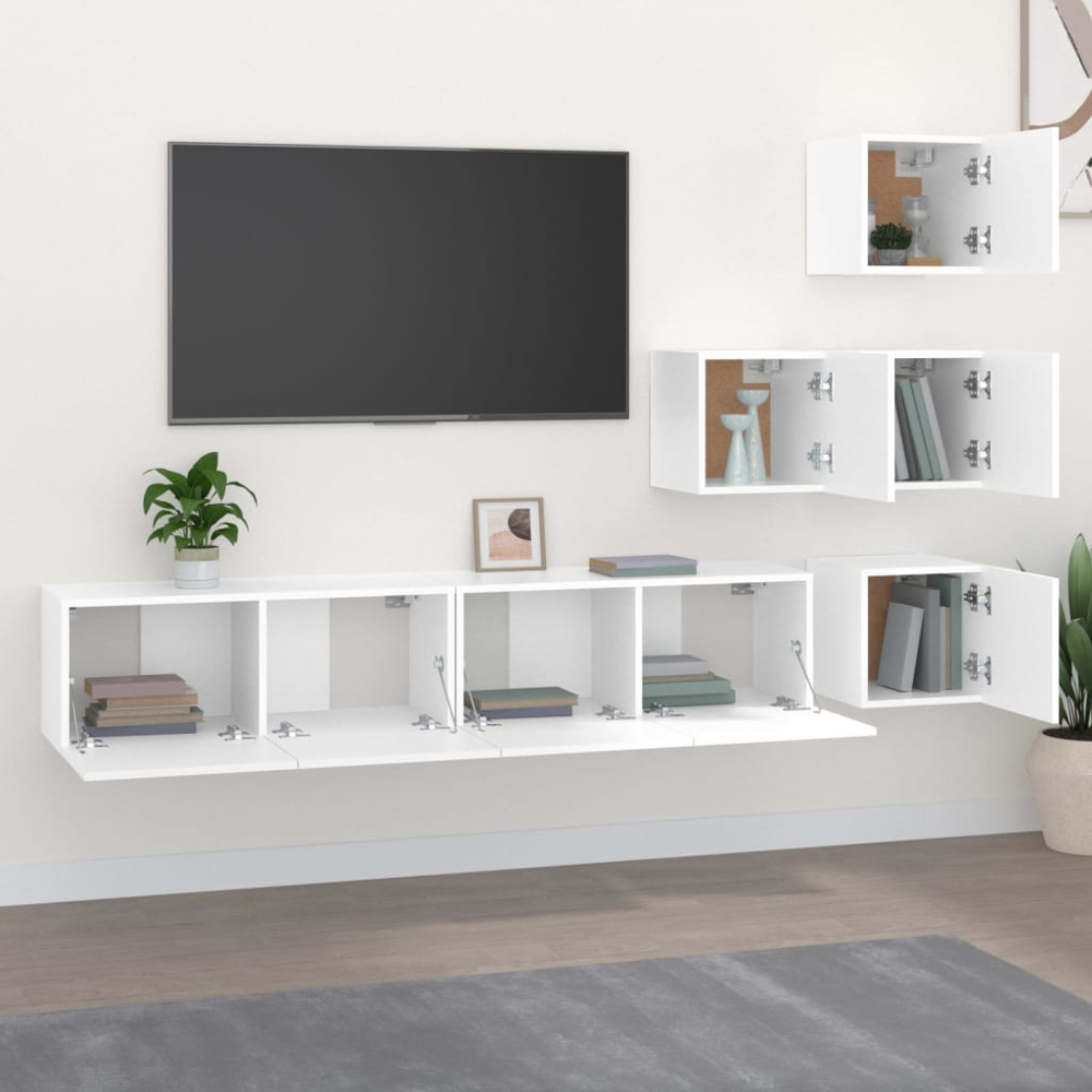 vidaXL 8 Door White Wall Mounted TV Cabinet Image 8