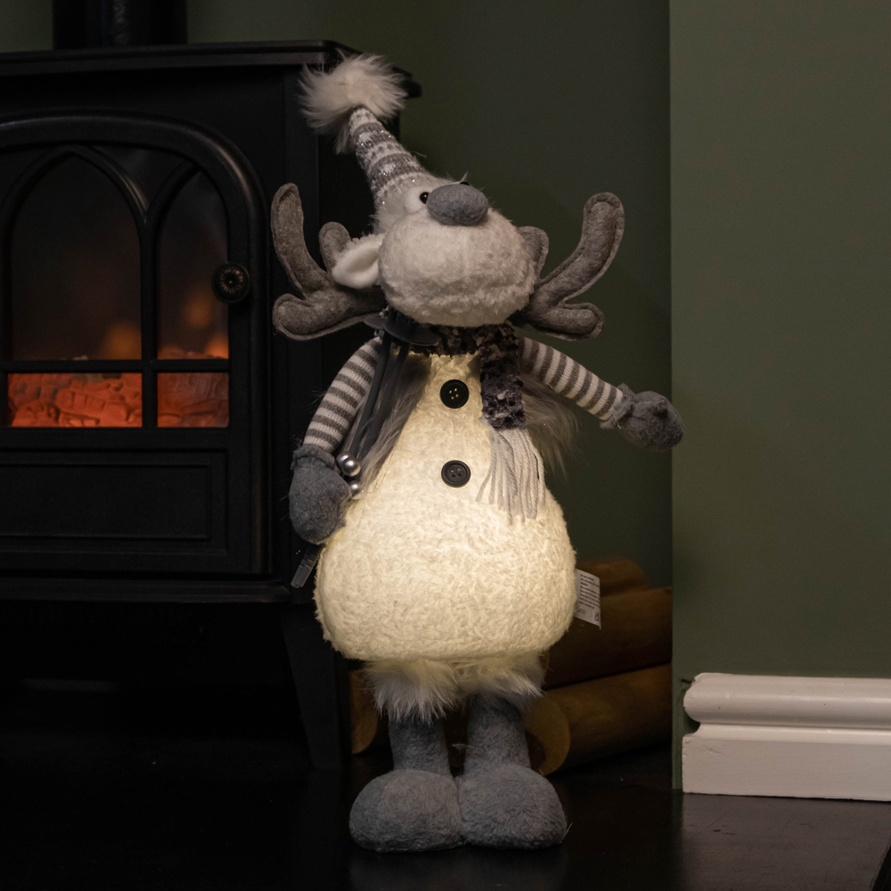 Samuel Alexander Light Up Grey Standing Reindeer Christmas Decoration Image 6