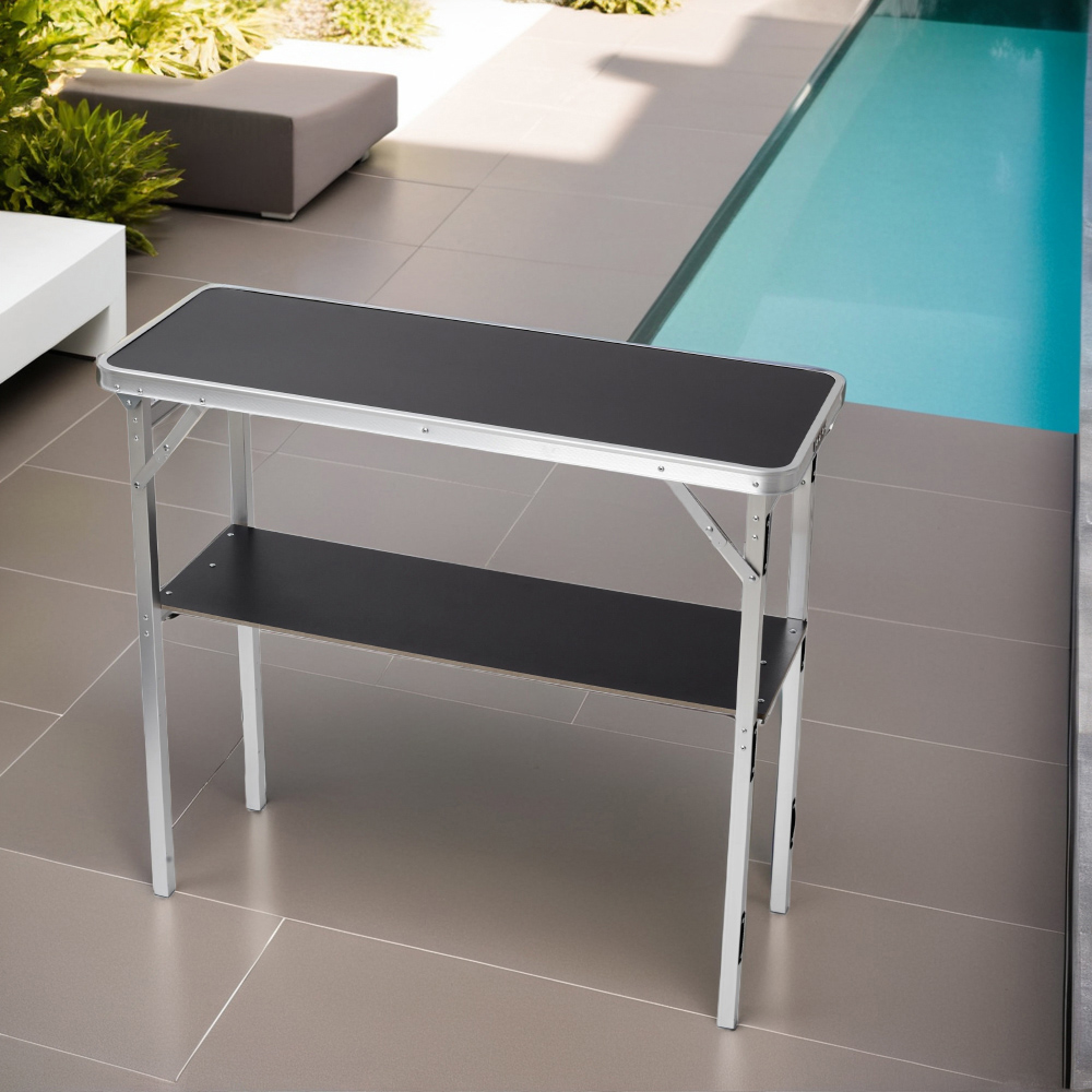 Living and Home 2 Tier Portable Aluminium Alloy Folding Bar Table Image 7