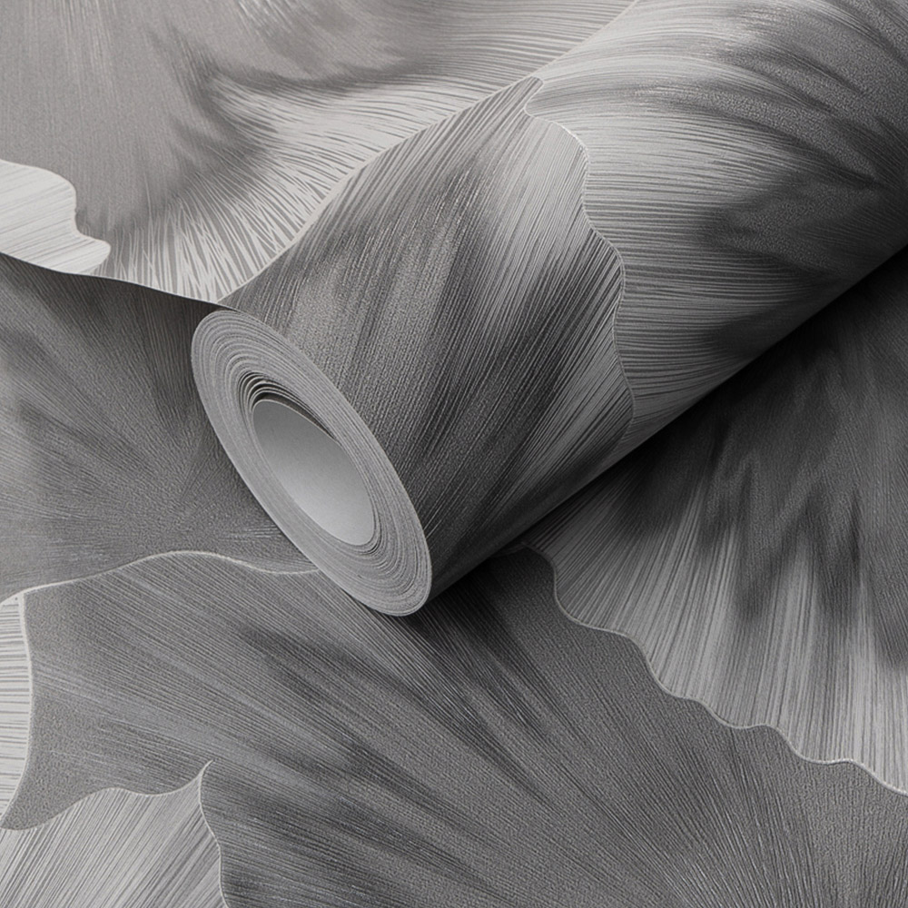 Erismann Bliss Luxurious Leaf Textured Grey Vinyl Wallpaper Image 2