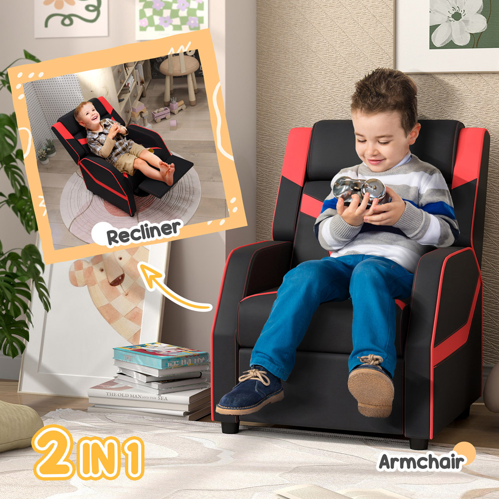AIYAPLAY 2 in 1 Black PU Leather Kids Recliner Image 5