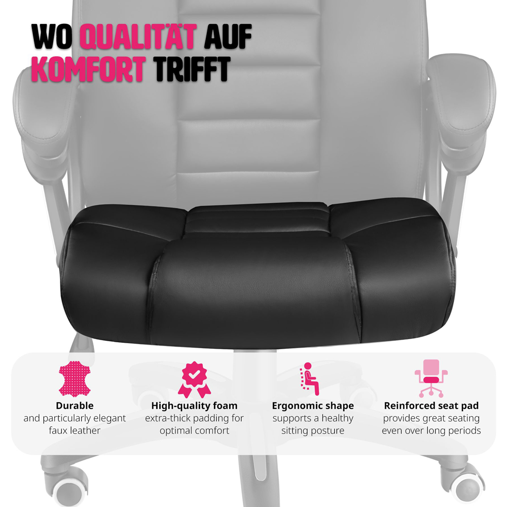tectake Black Office Chair with Padded Armrests Image 8