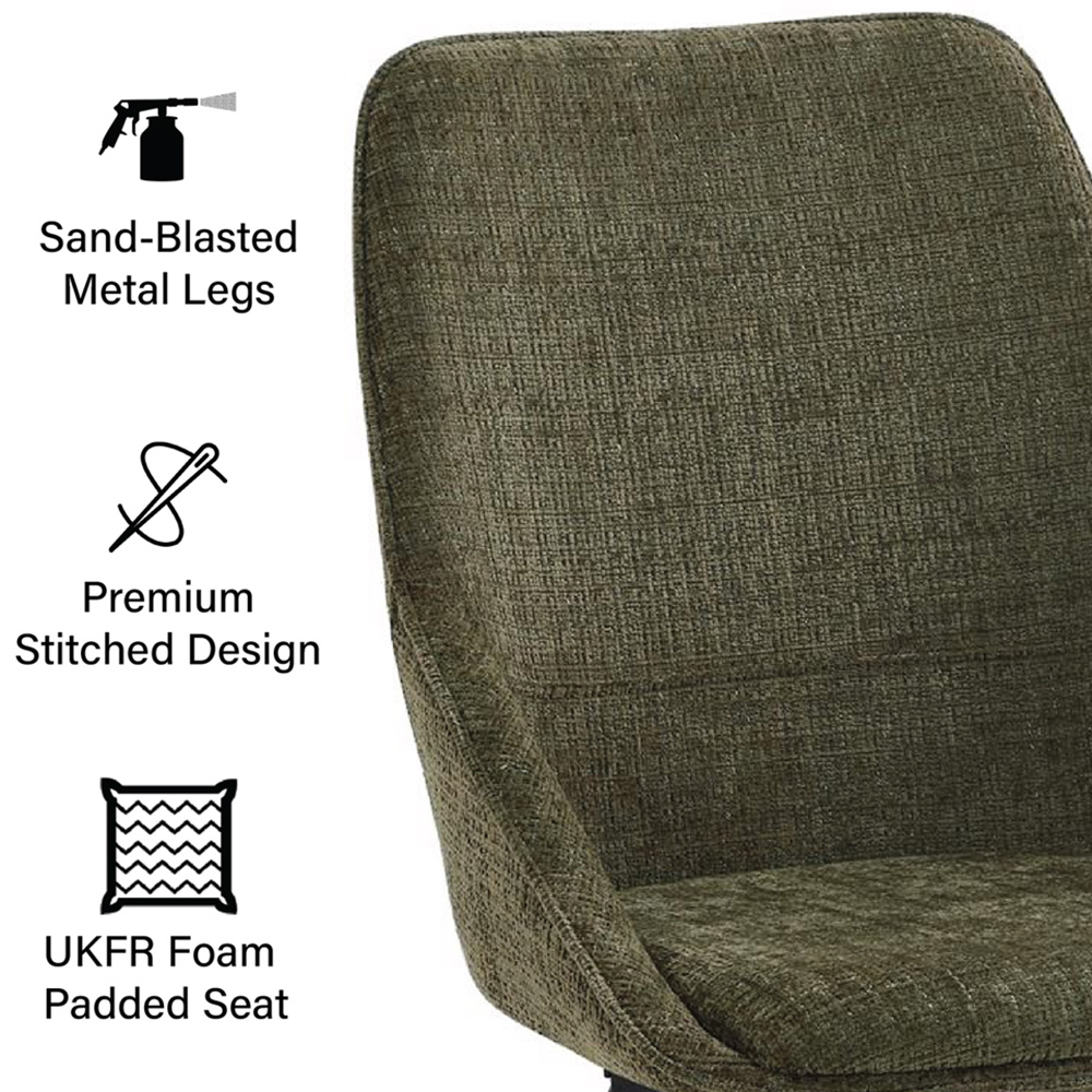 FWStyle Myla Set of 2 Green Chenille Upholstered Swivel Dining Chair Image 7