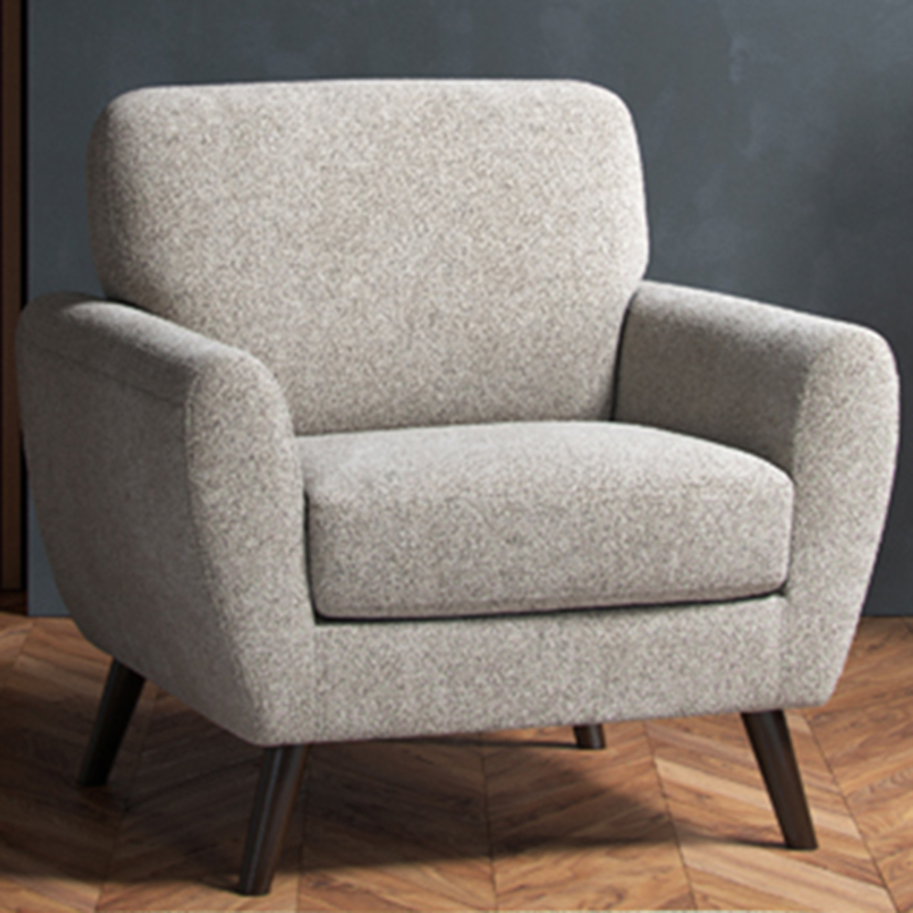 Lara Beige Boucle Linen Armchair Image 1