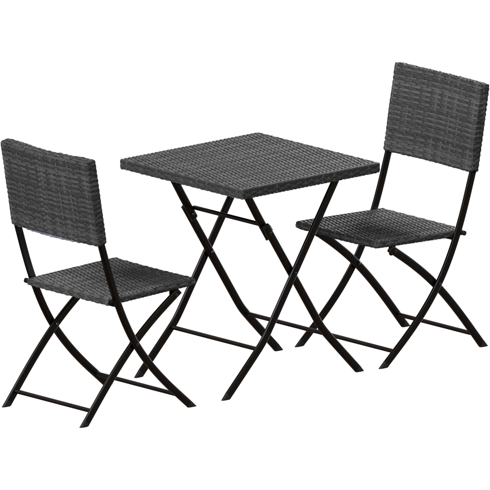 GARDEN VIDA Capri Rattan Effect 2 Seater Bistro Set Grey Image 2