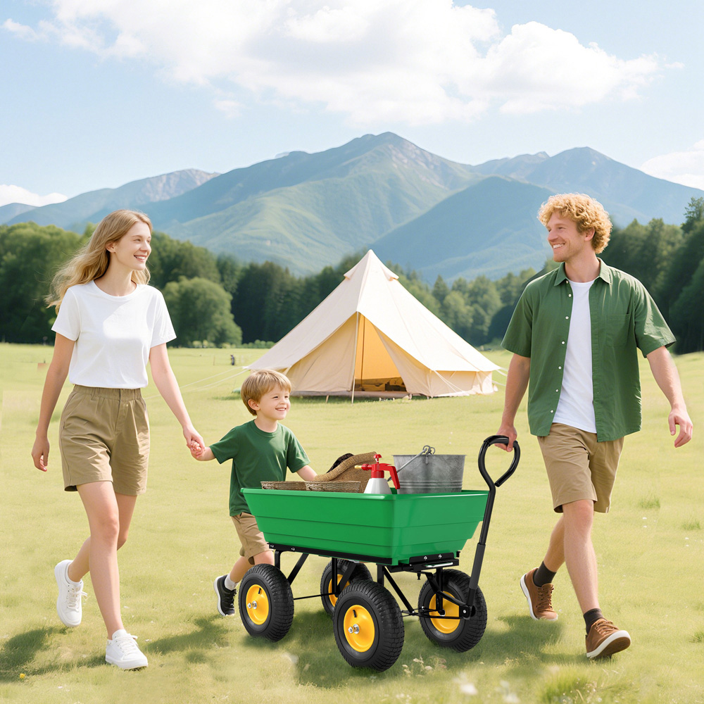 Outsunny 75L Green Heavy Duty Trolley Garden Cart Image 5