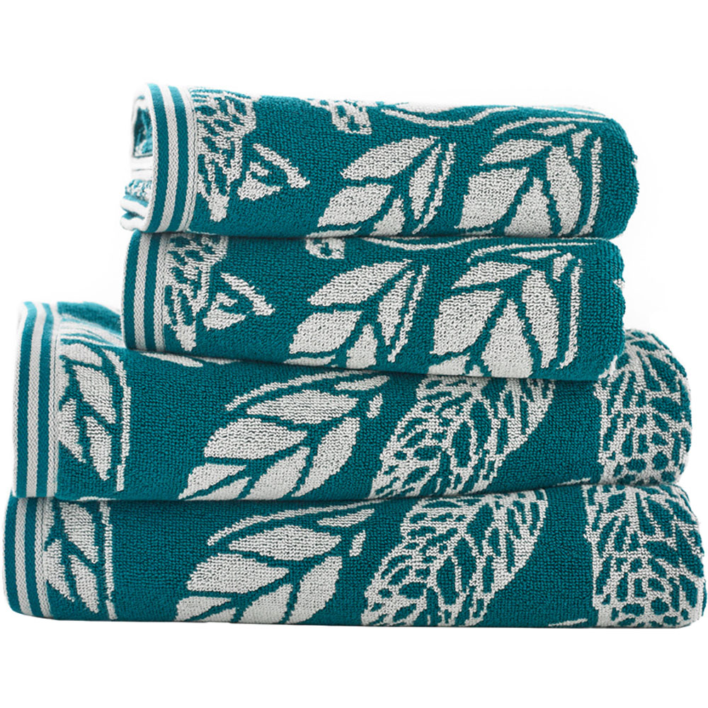 Deyongs Mixed Leaves Teal Bath Towel Image